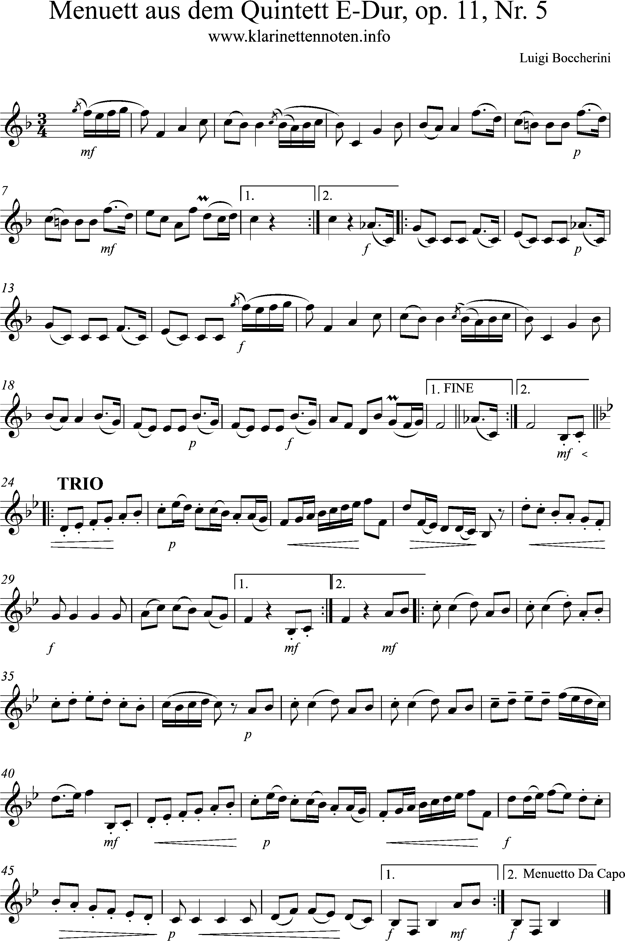 Solopart- Boccherini, Menuet, F-Major